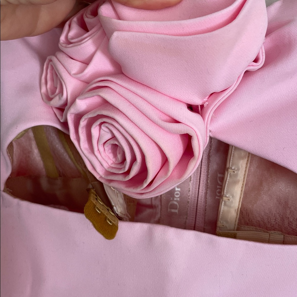Pink Strapless Cutout Flower Front Mini Dress | L - Picture 14 of 17